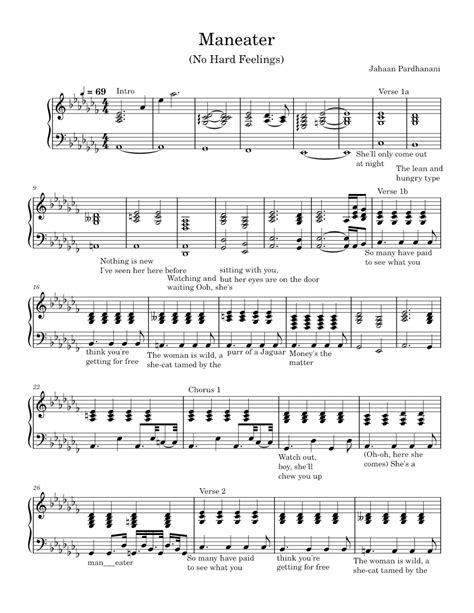 no hard feelings maneater|Maneater (No Hard Feelings) Sheet music for Piano。